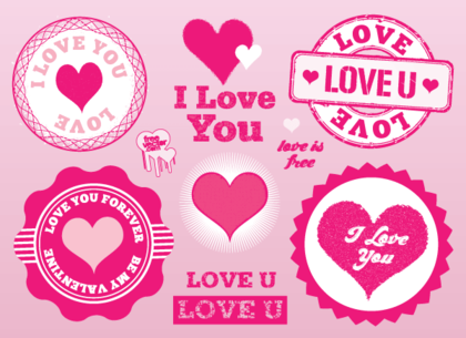 Pink Love Stamps Vector Graphics