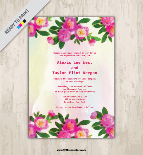 Watercolor Floral Wedding Invitation