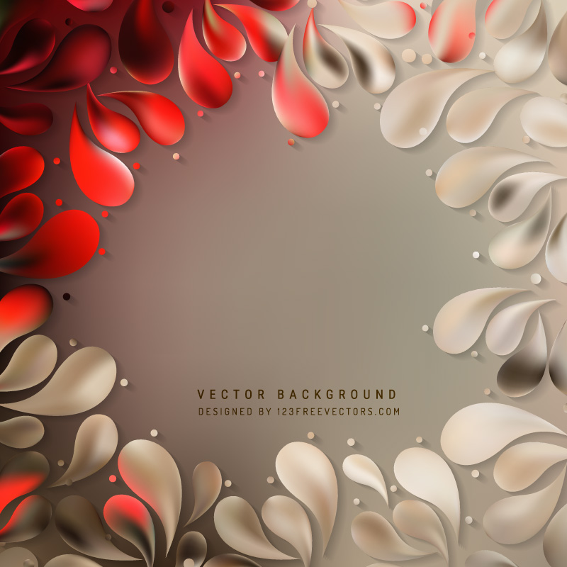 Abstract Red Beige Floral Ornamental Drops Background