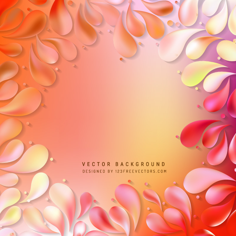 Abstract Red Yellow Decorative Floral Drops Background