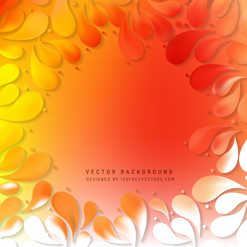 Abstract Red Yellow Decorative Floral Drops Background
