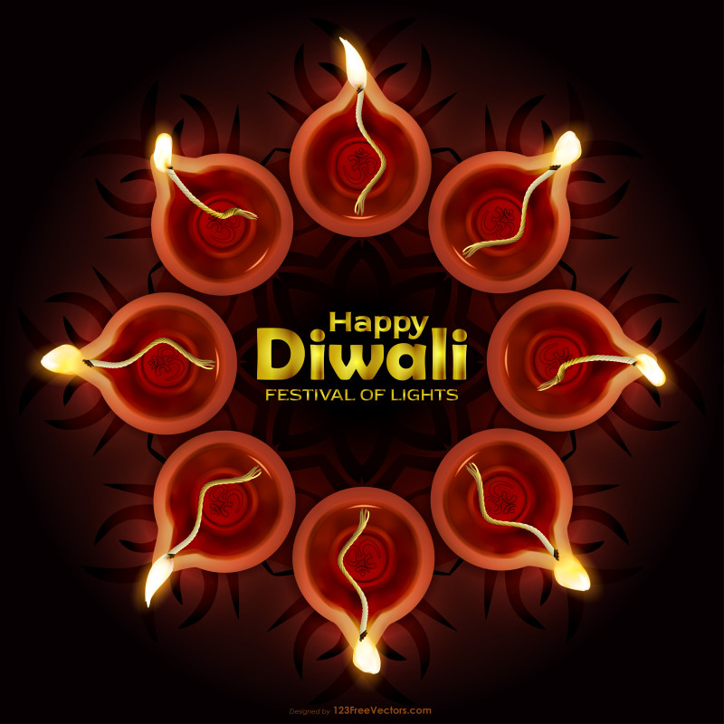 Diwali Diya in Circle Top View
