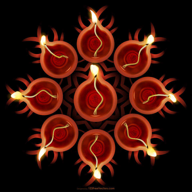Diya in Circle Top View