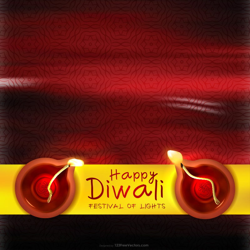 Diwali Background Design with Top View of Diya Lamps