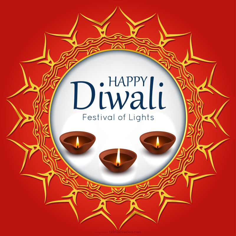 Diwali Banner Background with Diya Lamps