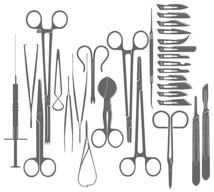 Surgical Tools Silhouettes Vector Free