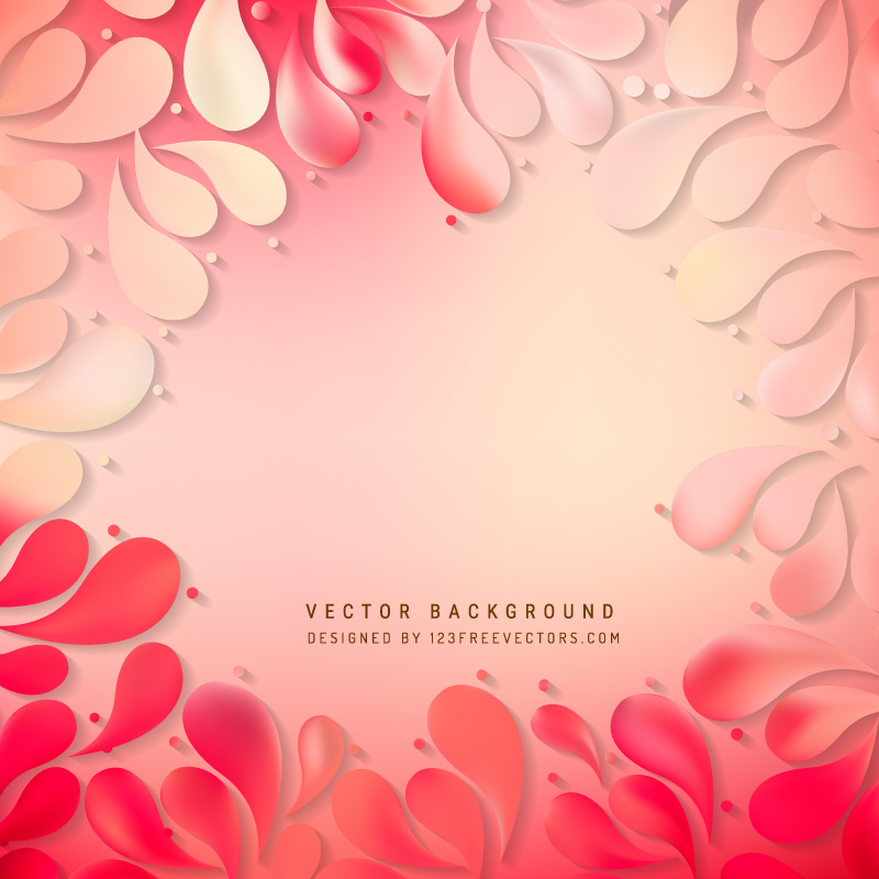 Abstract Red Decorative Floral Drops Background