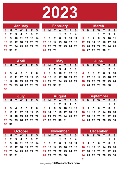 2023 Free Printable Calendar Template