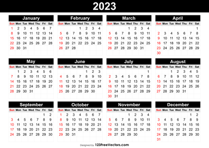 Free Printable Yearly Calendar 2023