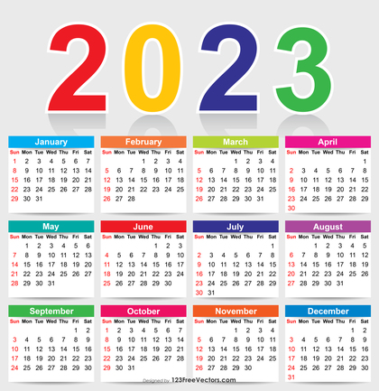 Colorful 2023 Calendar Vector