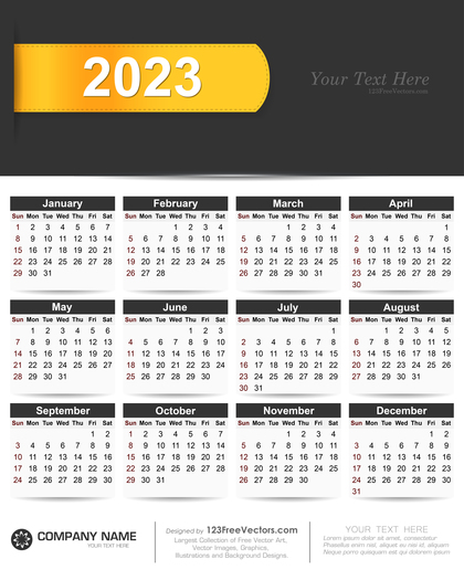 2023 Calendar Vector Free Download