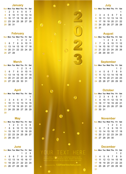 Vector Golden Calendar 2023