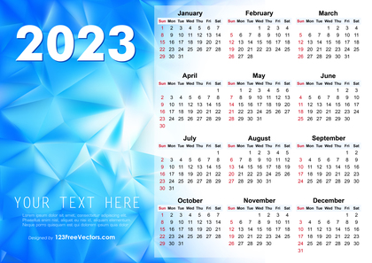 2023 Vector Abstract Blue Calendar Design