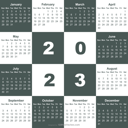 2023 Calendar Template Illustrator