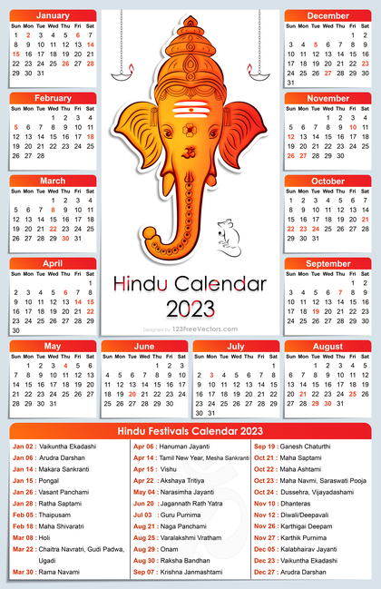 2023 Hindu Calendar