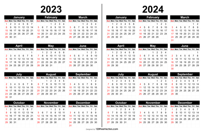 2023 and 2024 Calendar Printable