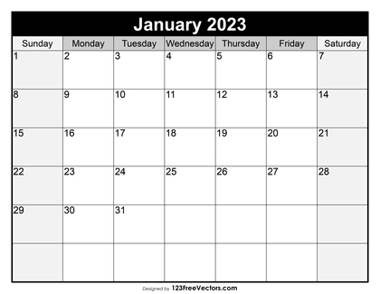 Blank Printable January Calendar 2023