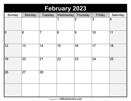 Blank Printable February Calendar 2023
