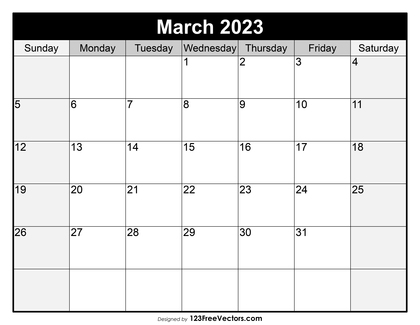 Blank Printable March Calendar 2023
