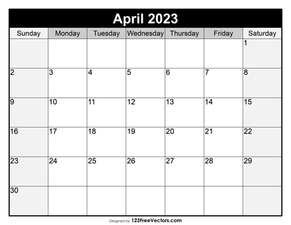Blank Printable April Calendar 2023
