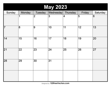 Blank Printable May Calendar 2023