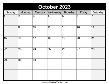 Blank Printable October Calendar 2023
