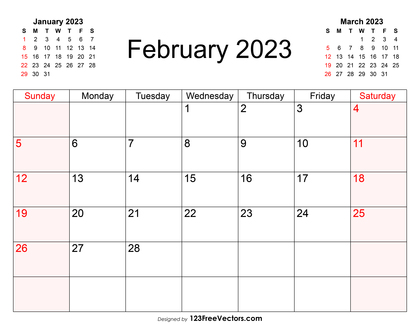 Blank February Calendar 2023