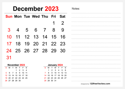 December 2023 Desk Calendar