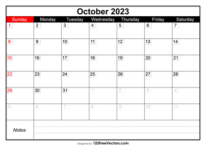 October Calendar 2023