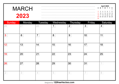 March 2023 Printable Calendar