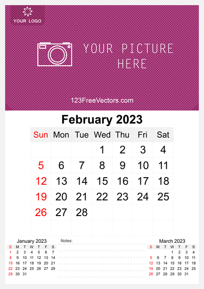 Wall Calendar February 2023