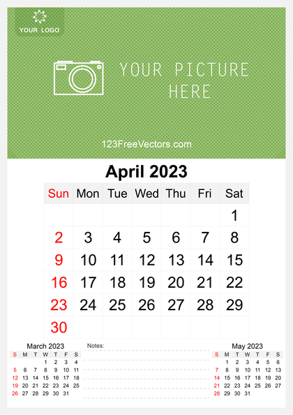 Wall Calendar April 2023
