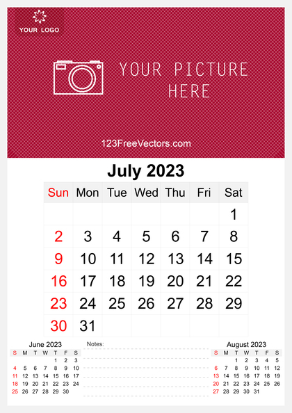 Wall Calendar July 2023