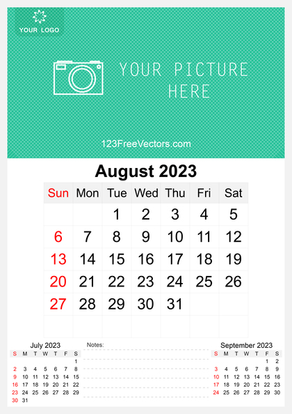 Wall Calendar August 2023