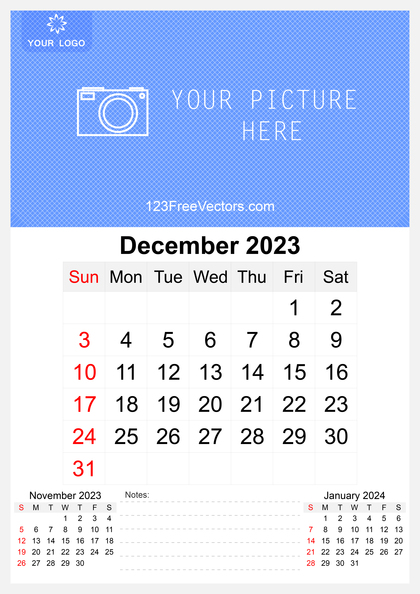 Wall Calendar December 2023