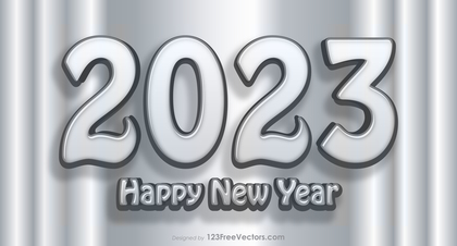 Happy New Year 2023 Silver Background