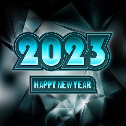 Happy New Year 2023 Black and Blue Background