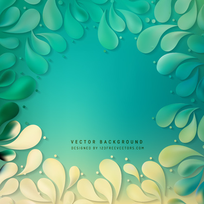 Abstract Turquoise Beige Floral Ornamental Drops Background