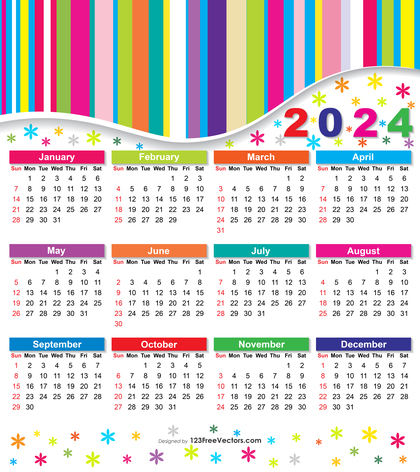 Free 2024 Colorful Calendar