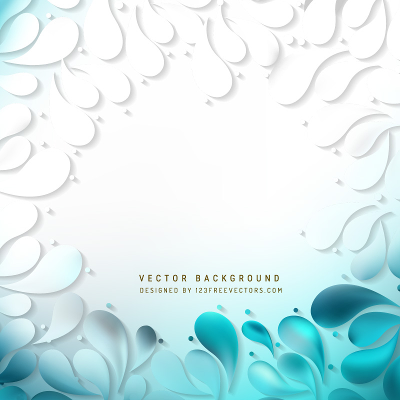 Abstract Light Turquoise Decorative Floral Drops Background