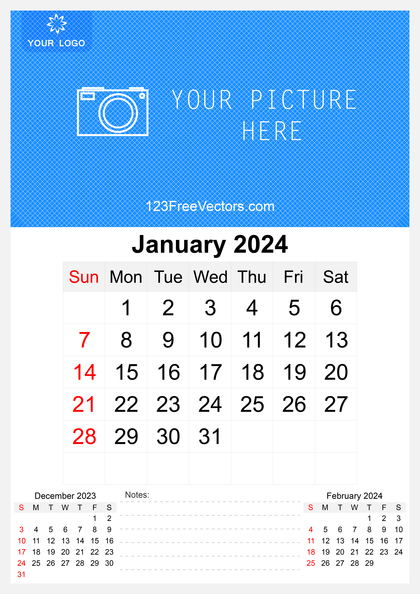 Wall Calendar January 2024