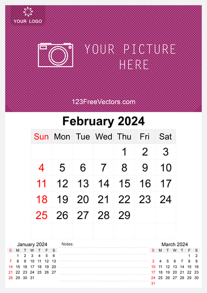 Wall Calendar February 2024