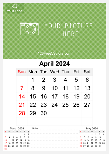 Wall Calendar April 2024