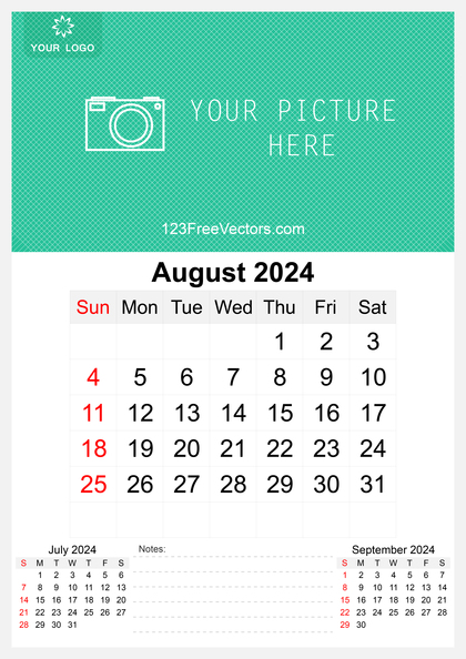 Wall Calendar August 2024