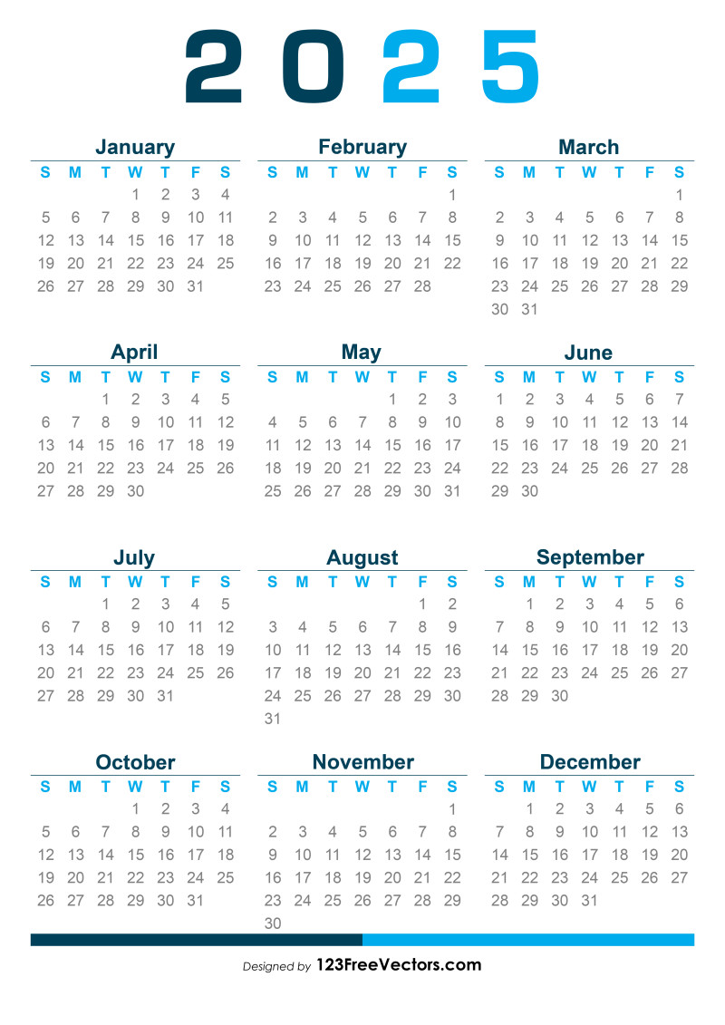 123 Vector Calendar 2025 