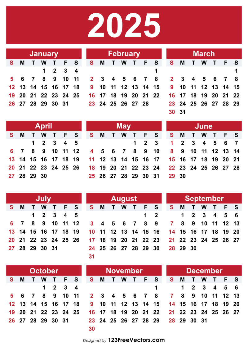 2025 Free Printable Calendar Template