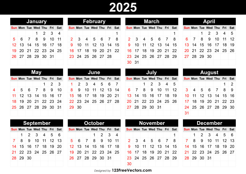 Free Printable Yearly Calendar 2025