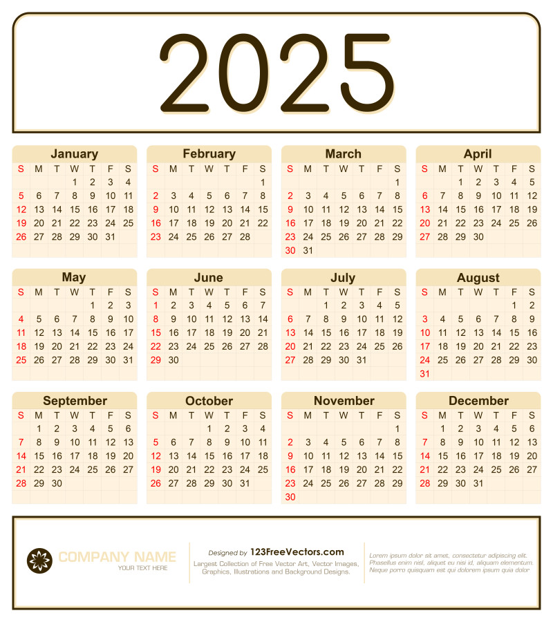 Free Download 55 Colorful 2025 Calendar Designs in Vector & Pdf Calendar 2025 Vector Free Download