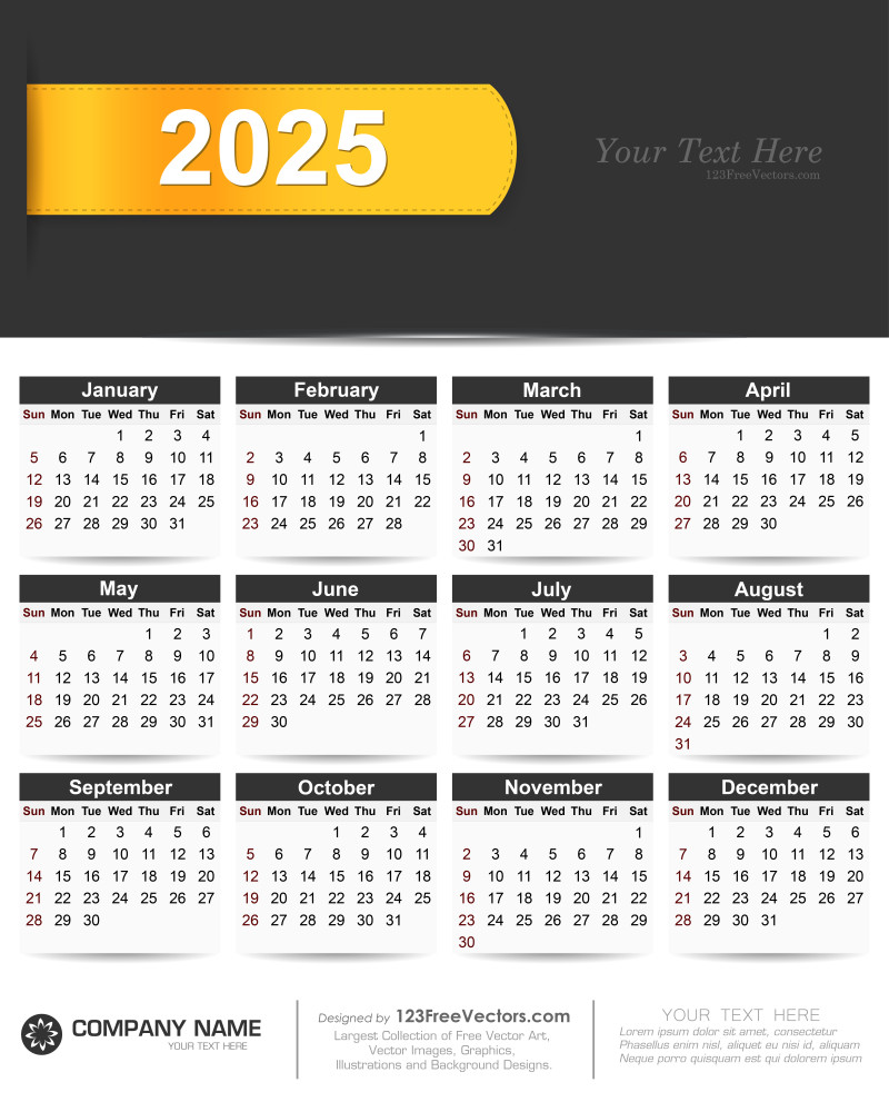 2025 Calendar Vector Free Download