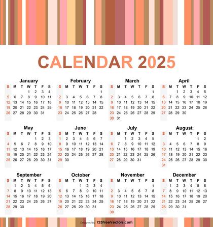 Free Download 55 Colorful 2025 Calendar Designs in Vector & Pdf